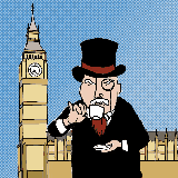 Sips british tea